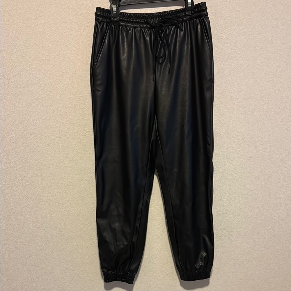 a new day faux leather black jogger pants